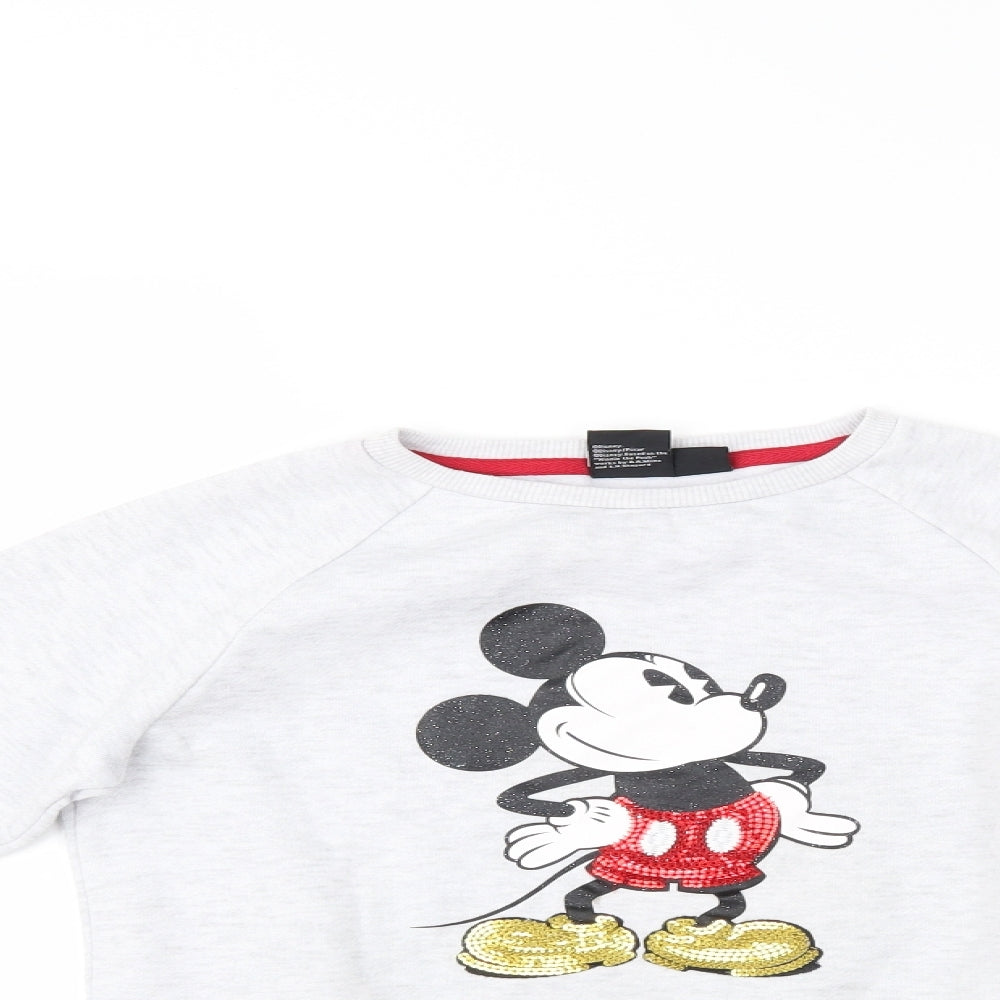 Primark Girls Grey   Pullover Jumper Size 9-10 Years  - Mickey Mouse