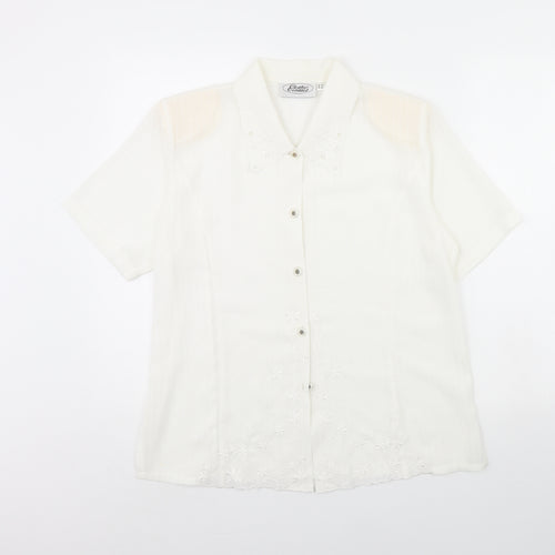 Clothes Contact Womens White   Basic Button-Up Size 12  - Shoulder Pads