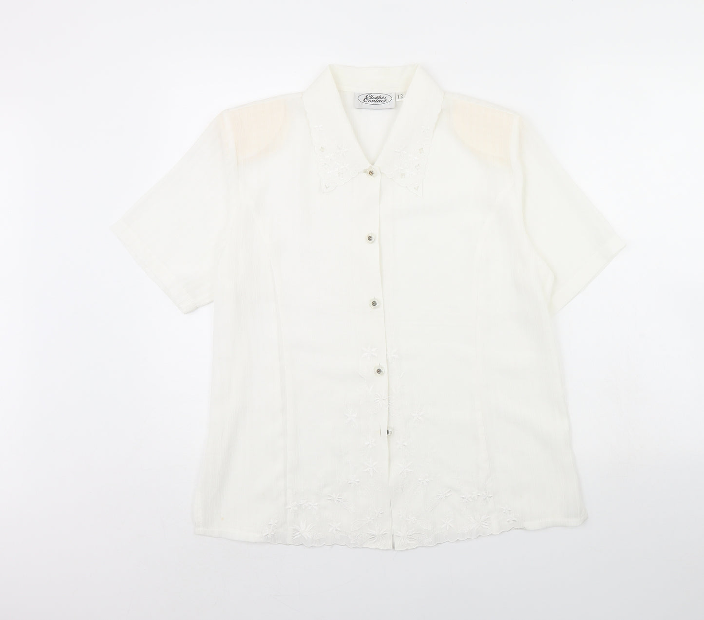Clothes Contact Womens White   Basic Button-Up Size 12  - Shoulder Pads