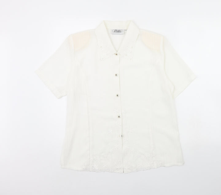 Clothes Contact Womens White   Basic Button-Up Size 12  - Shoulder Pads