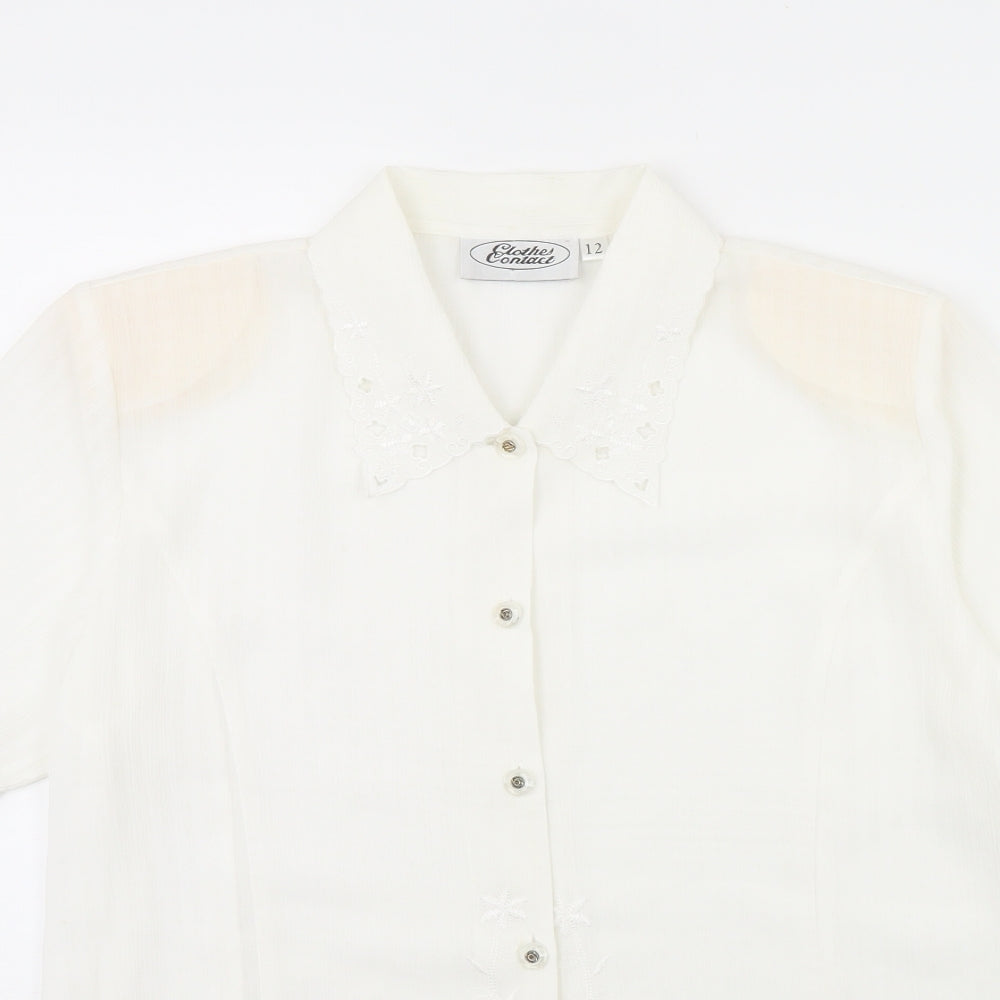 Clothes Contact Womens White   Basic Button-Up Size 12  - Shoulder Pads
