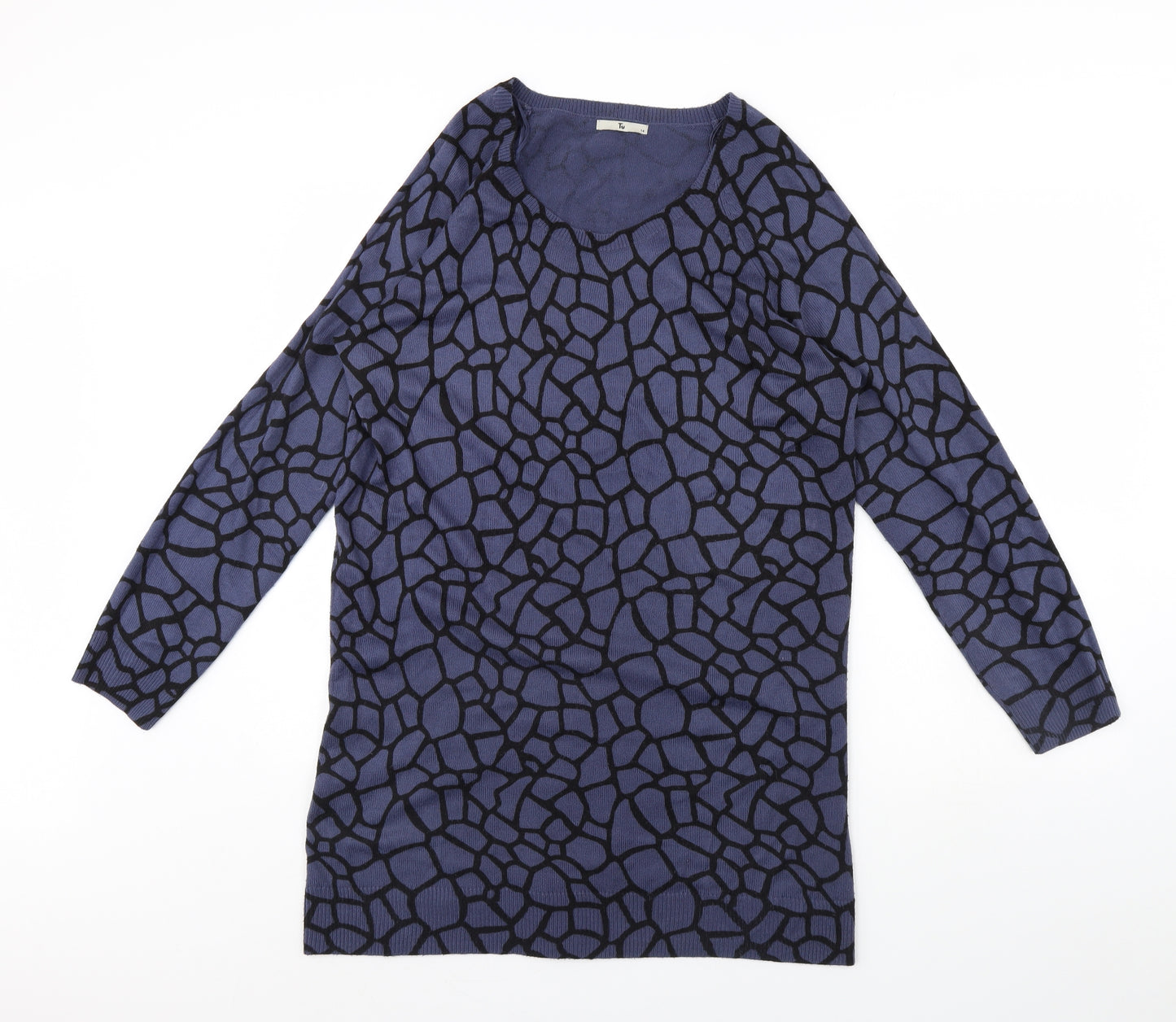 TU Womens Blue Geometric  Jumper Dress  Size 14