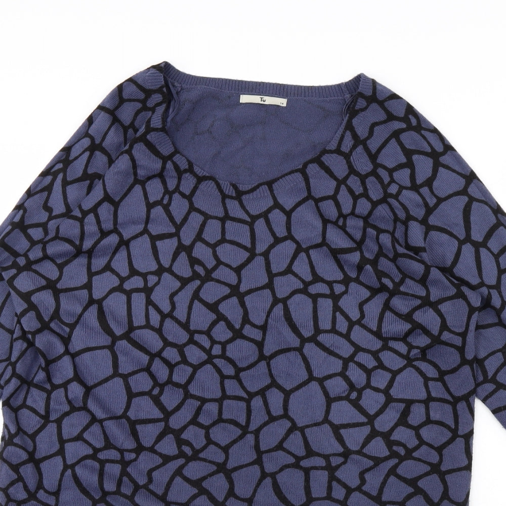 TU Womens Blue Geometric  Jumper Dress  Size 14