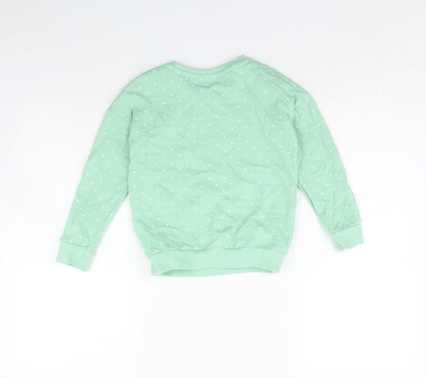 George Girls Green Polka Dot  Pullover Jumper Size 4 Years  - Tinkerbell