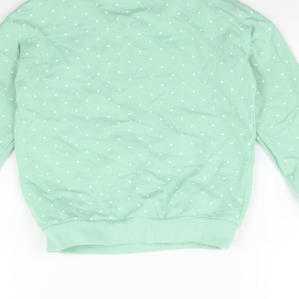 George Girls Green Polka Dot  Pullover Jumper Size 4 Years  - Tinkerbell