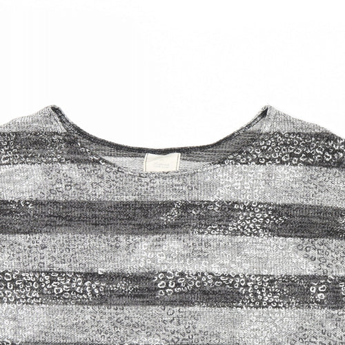 New Look Womens Black Striped  Pullover Jumper Size 12
