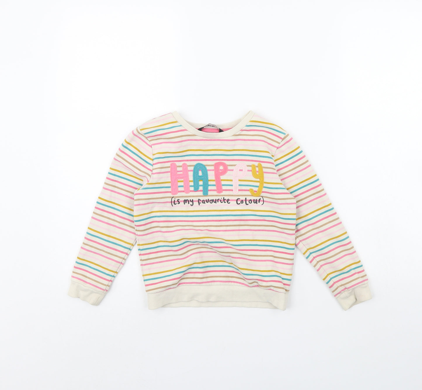 George Girls Beige Striped  Pullover Jumper Size 5 Years  - Happy