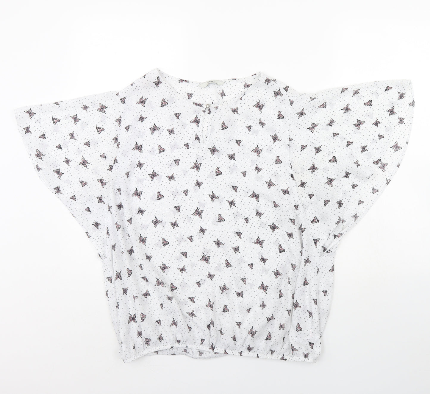 George Womens White Animal Print  Basic Blouse Size 18