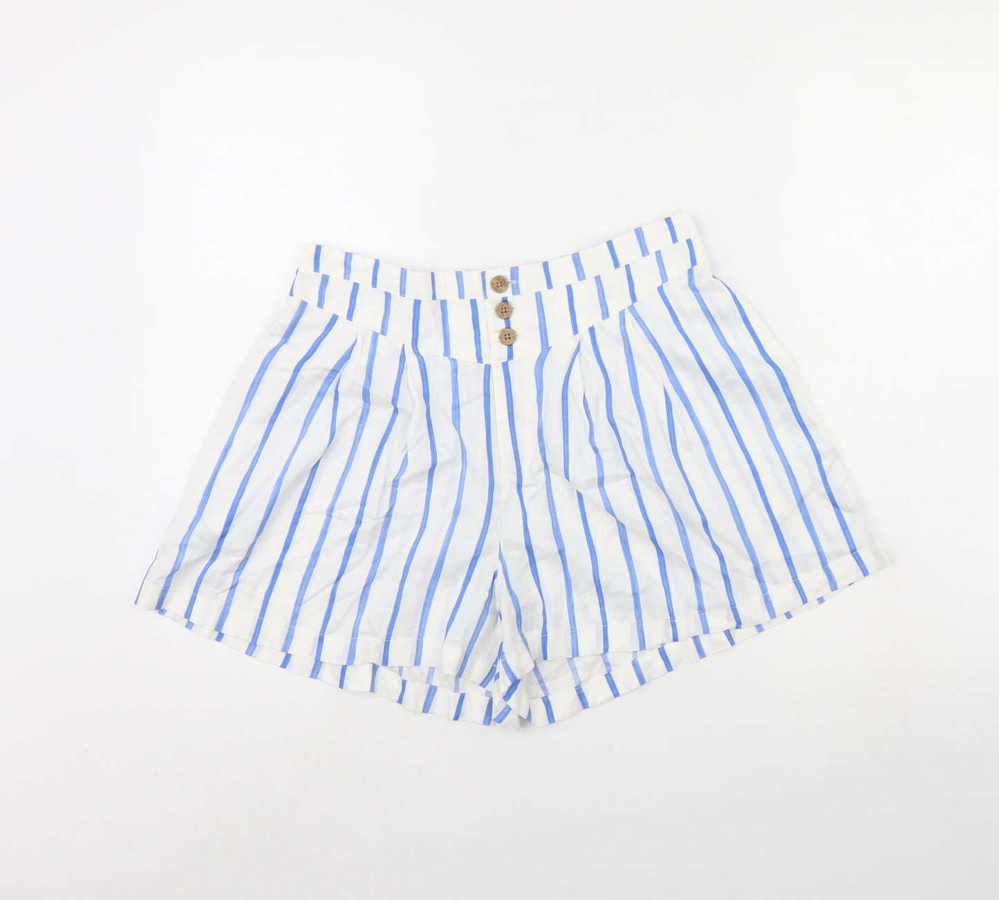 m&s Womens White Striped  Culotte Shorts Size 10