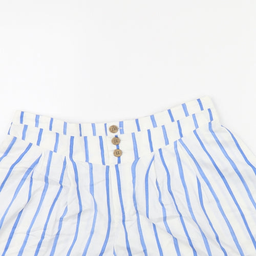 m&s Womens White Striped  Culotte Shorts Size 10