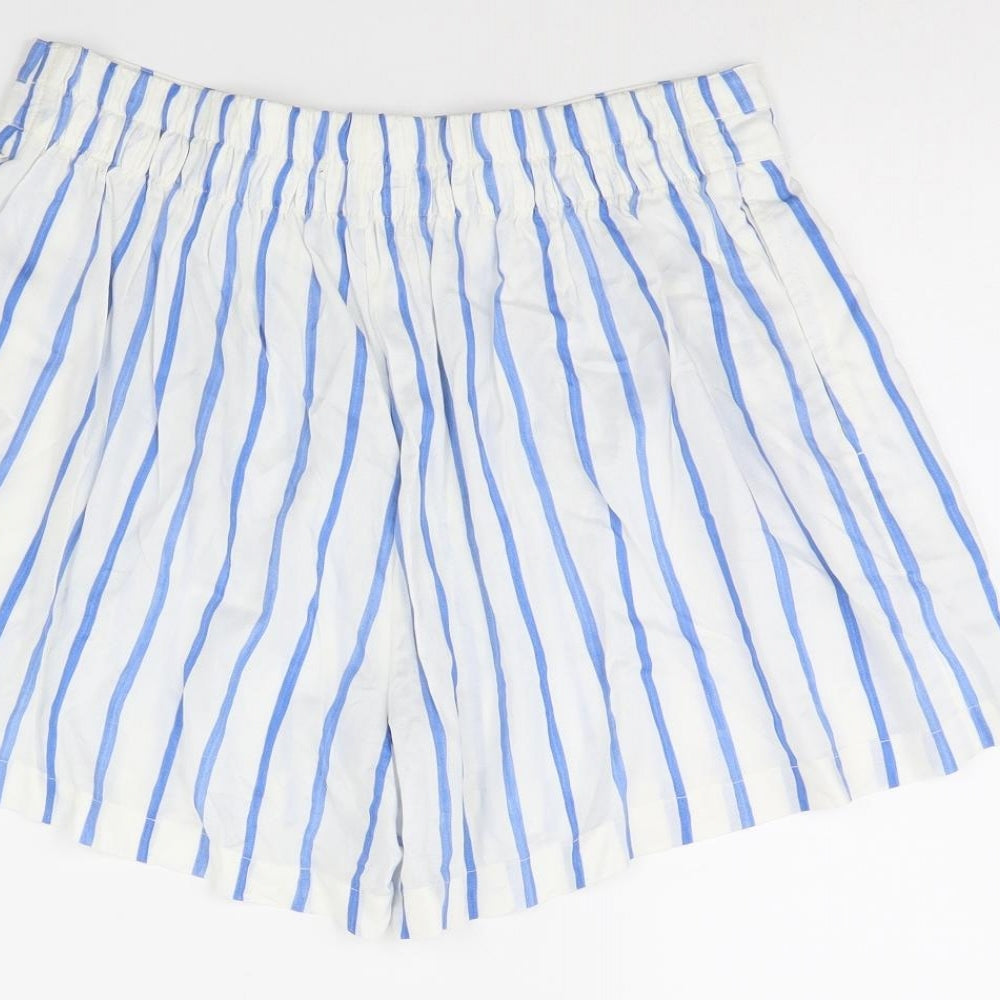 m&s Womens White Striped  Culotte Shorts Size 10