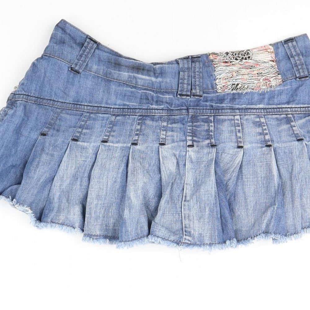 House of Denim Womens Blue  Denim Mini Skirt Size 8