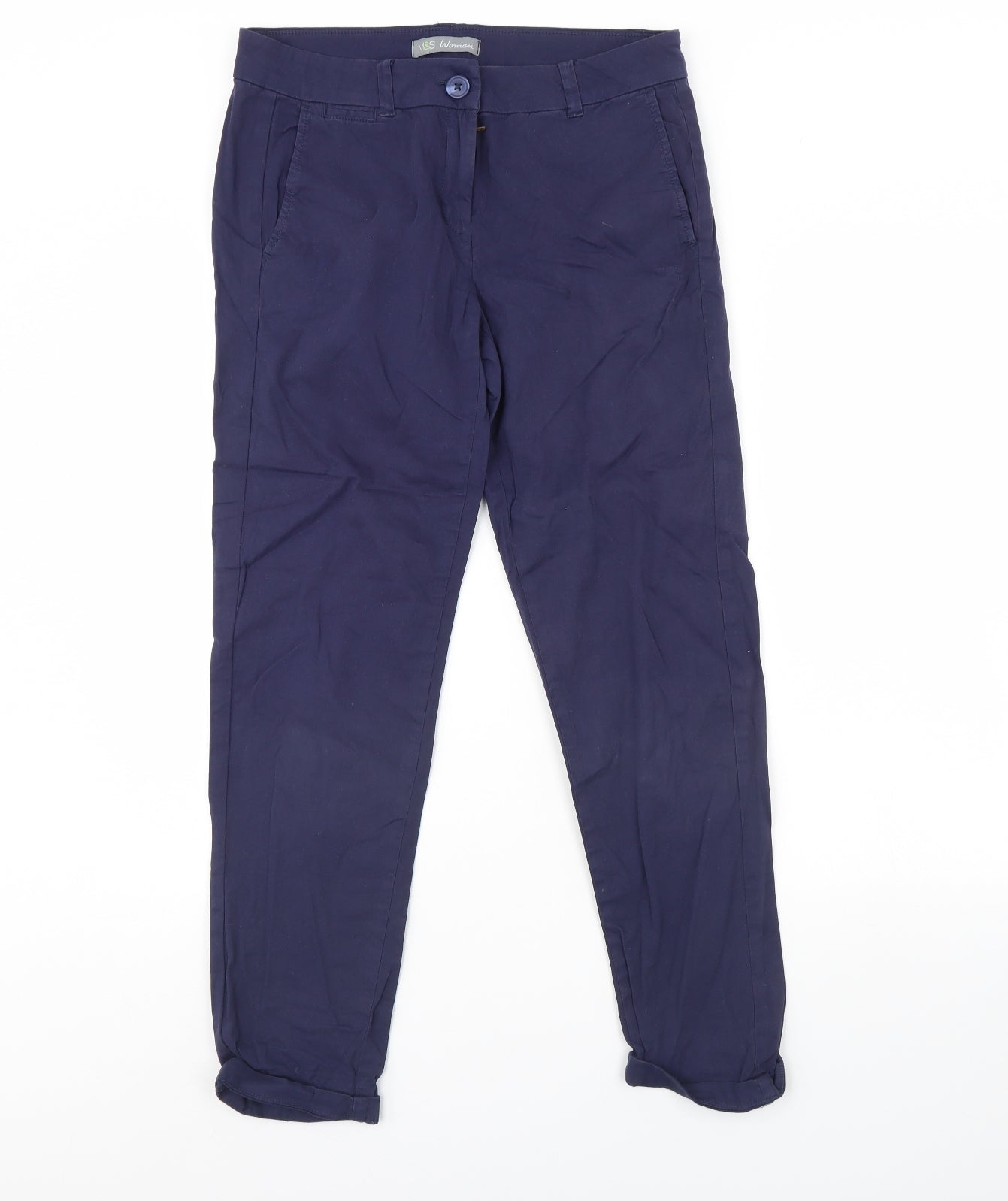 M&S Womens Blue   Capri Trousers Size 10 L30 in