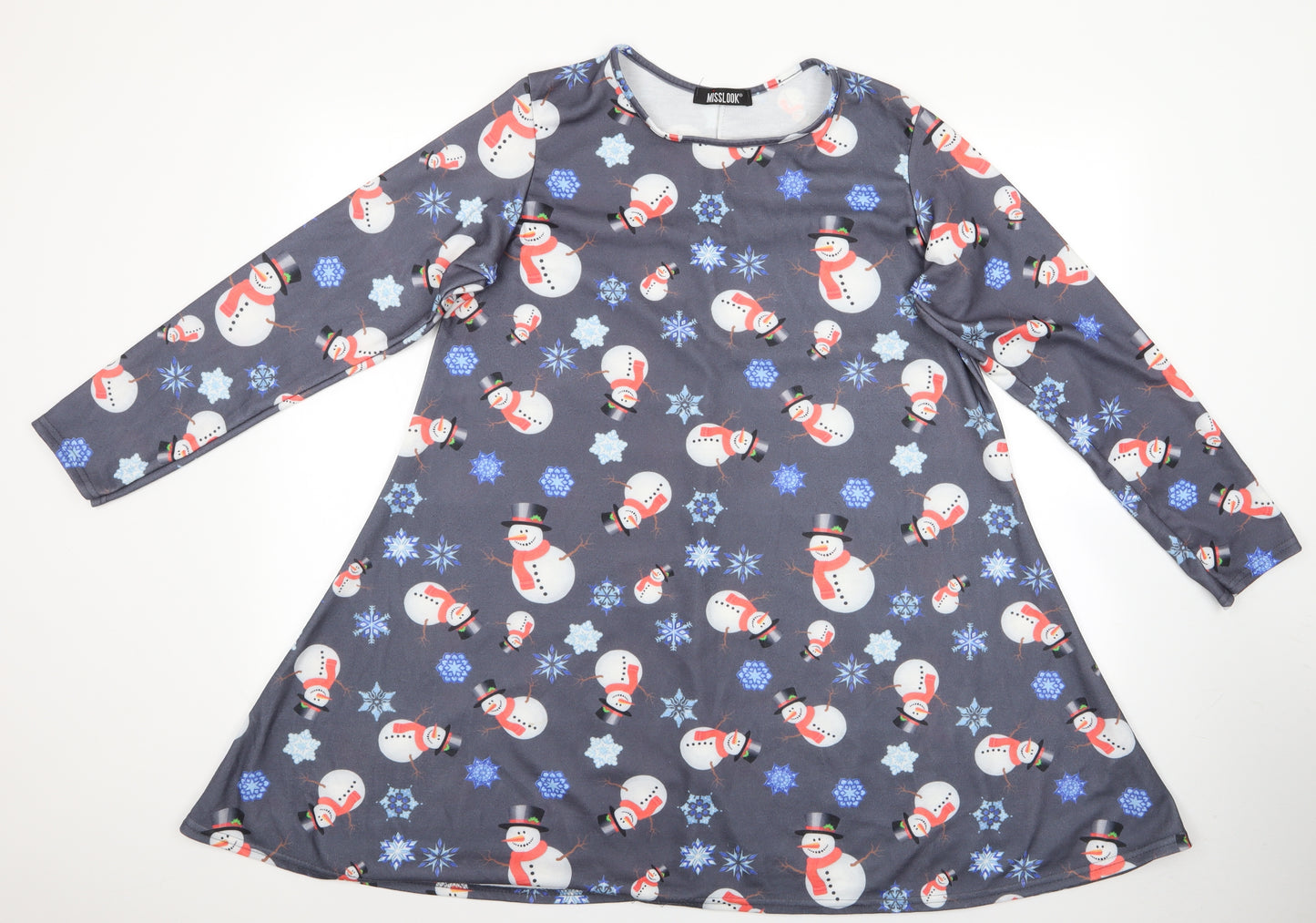 MissLook Womens Multicoloured    Dress Size XL  - Snowman Snowflake Print