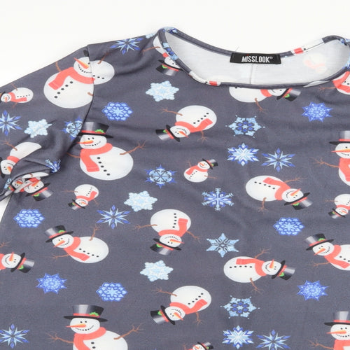 MissLook Womens Multicoloured    Dress Size XL  - Snowman Snowflake Print