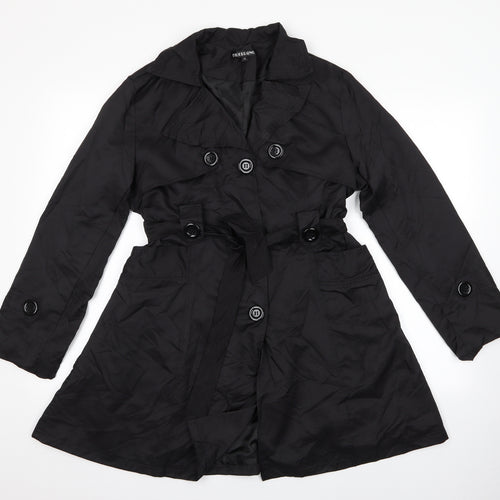 Firebrand Womens Black   Trench Coat Coat Size 14  - Trench Coat Style
