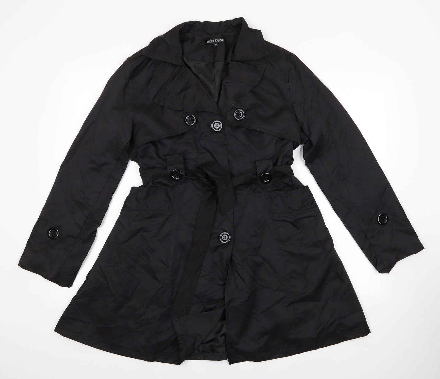 Firebrand Womens Black   Trench Coat Coat Size 14  - Trench Coat Style