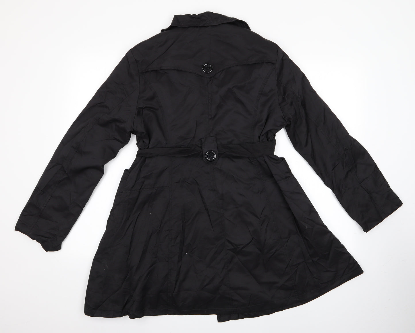 Firebrand Womens Black   Trench Coat Coat Size 14  - Trench Coat Style