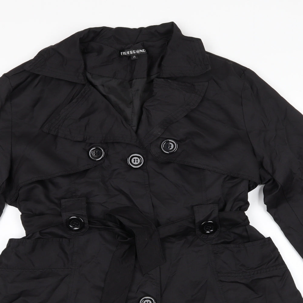 Firebrand Womens Black   Trench Coat Coat Size 14  - Trench Coat Style