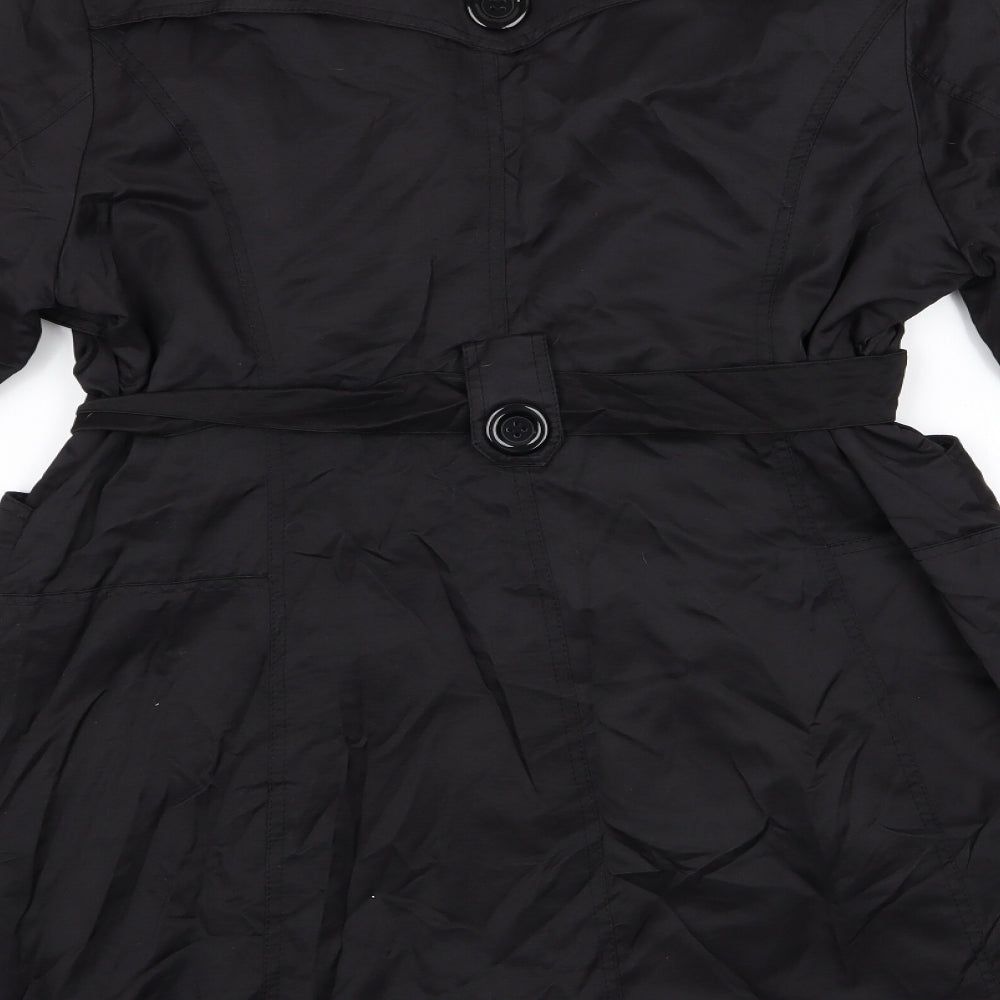 Firebrand Womens Black   Trench Coat Coat Size 14  - Trench Coat Style