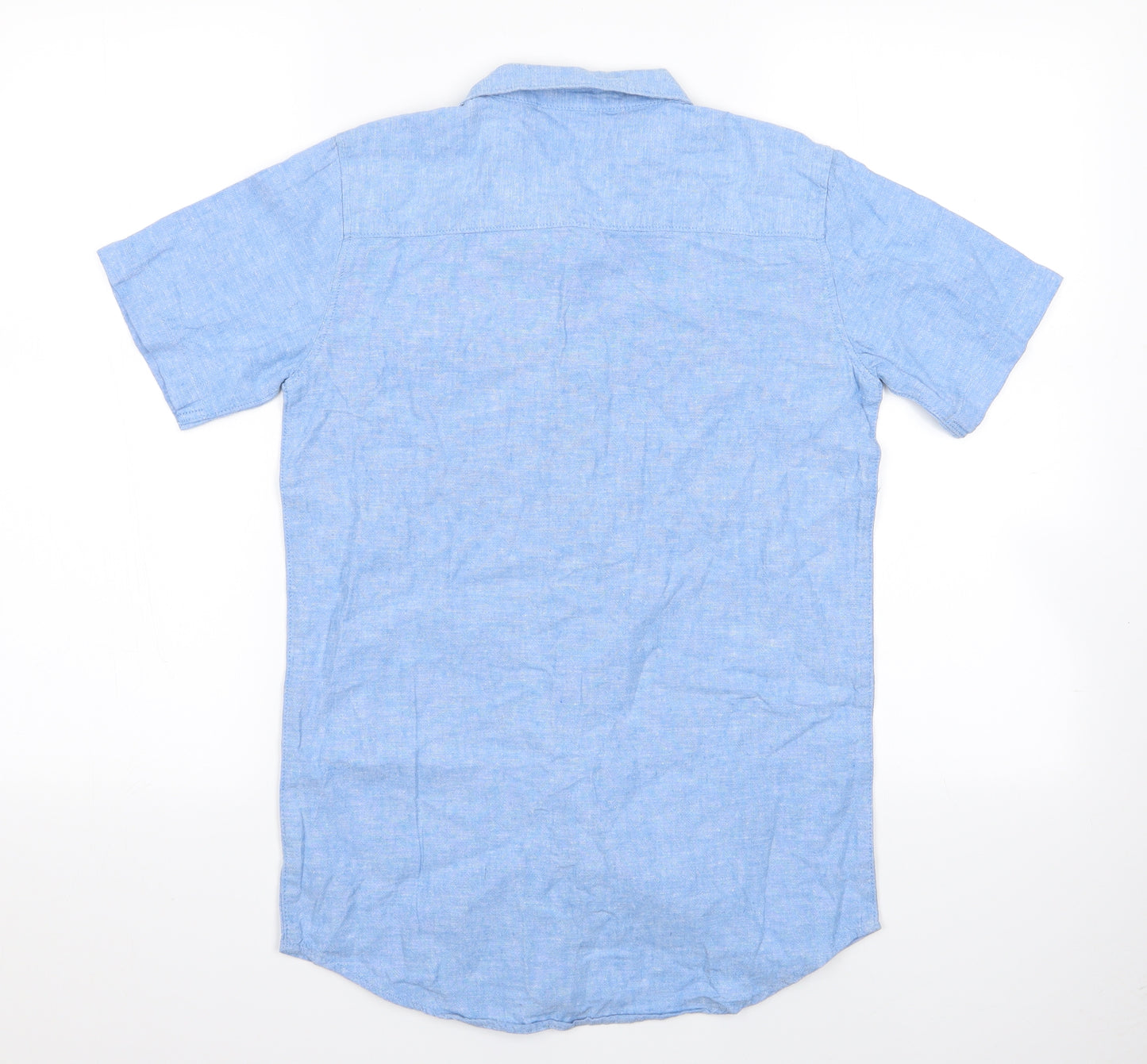 River Island Boys Blue   Basic Dress Shirt Size 11-12 Years  - Linen Style Shirt