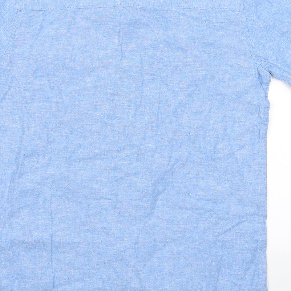 River Island Boys Blue   Basic Dress Shirt Size 11-12 Years  - Linen Style Shirt