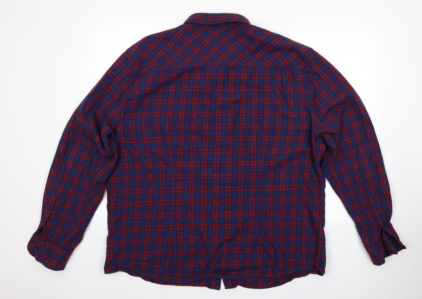 Easy Mens Blue Check   Button-Up Size 3XL  - Blue and Red Check