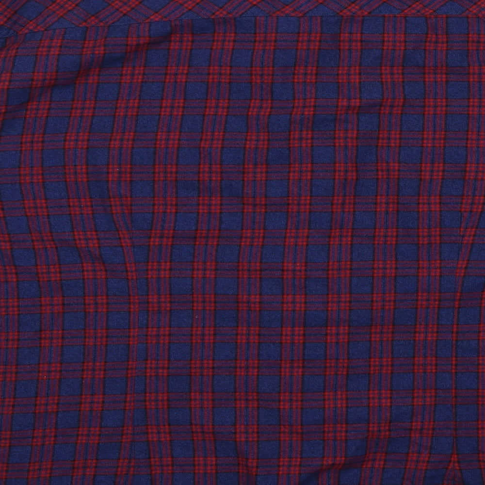 Easy Mens Blue Check   Button-Up Size 3XL  - Blue and Red Check
