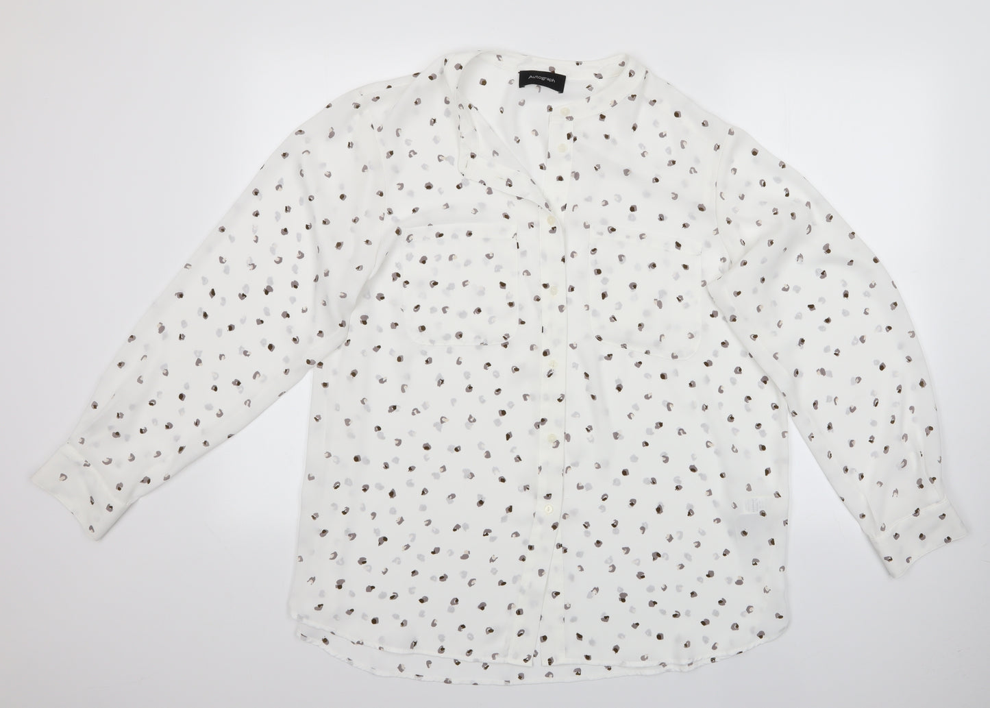 Autograph Womens Multicoloured Polka Dot  Basic Blouse Size 14  - Mandarin Collar