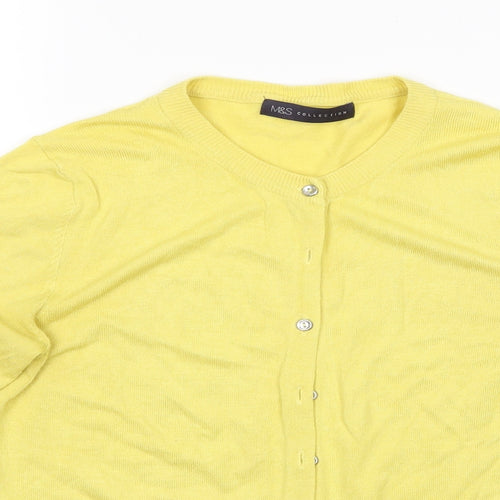 Marks and Spencer Womens Yellow   Cardigan Jumper Size 10  - Cardigan
