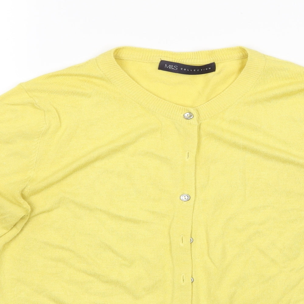 Marks and Spencer Womens Yellow   Cardigan Jumper Size 10  - Cardigan