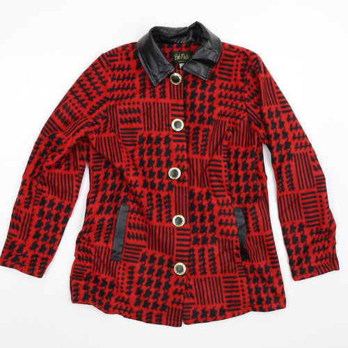 Bob Mackie Womens Red Houndstooth  Jacket  Size XS