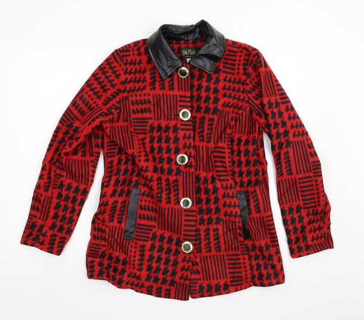 Bob Mackie Womens Red Houndstooth  Jacket  Size XS