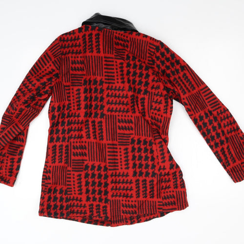 Bob Mackie Womens Red Houndstooth  Jacket  Size XS