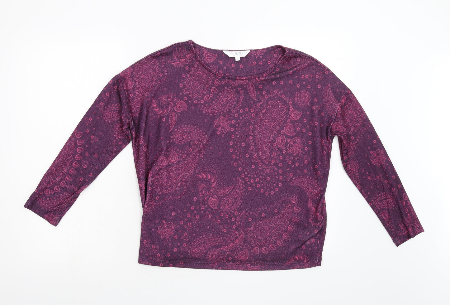 Principles Petites Womens Purple Paisley  Basic Blouse Size 12