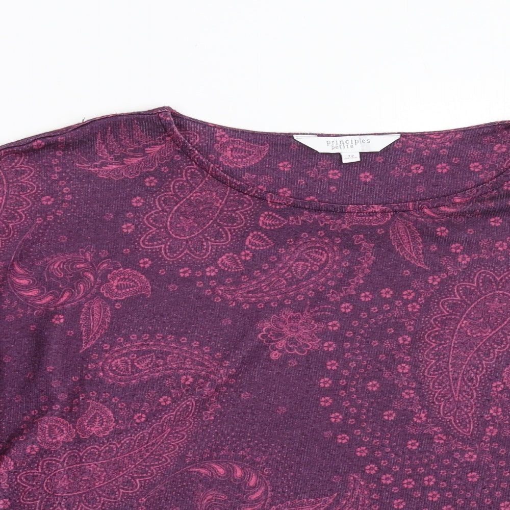 Principles Petites Womens Purple Paisley  Basic Blouse Size 12