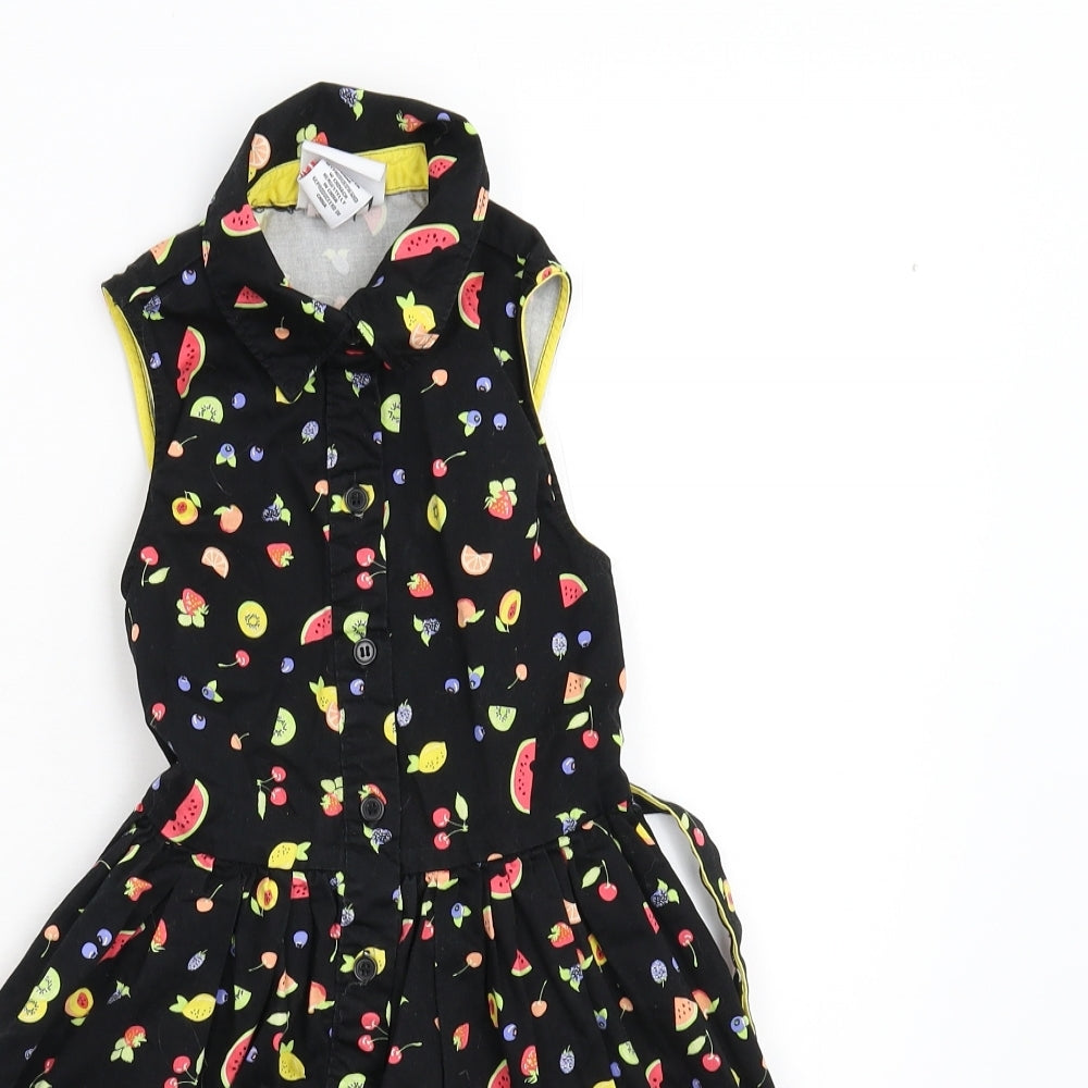 Nula Bug Girls Black Animal Print  Fit & Flare  Size 5-6 Years