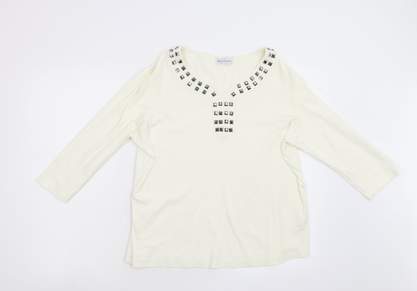 Nightingales Womens Ivory   Basic T-Shirt Size 16