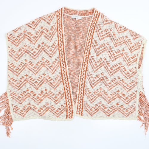 NEXT Womens Orange Geometric Knit Cape Jumper Size M