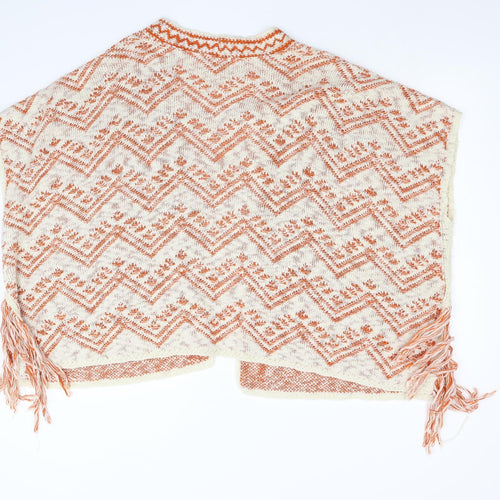 NEXT Womens Orange Geometric Knit Cape Jumper Size M