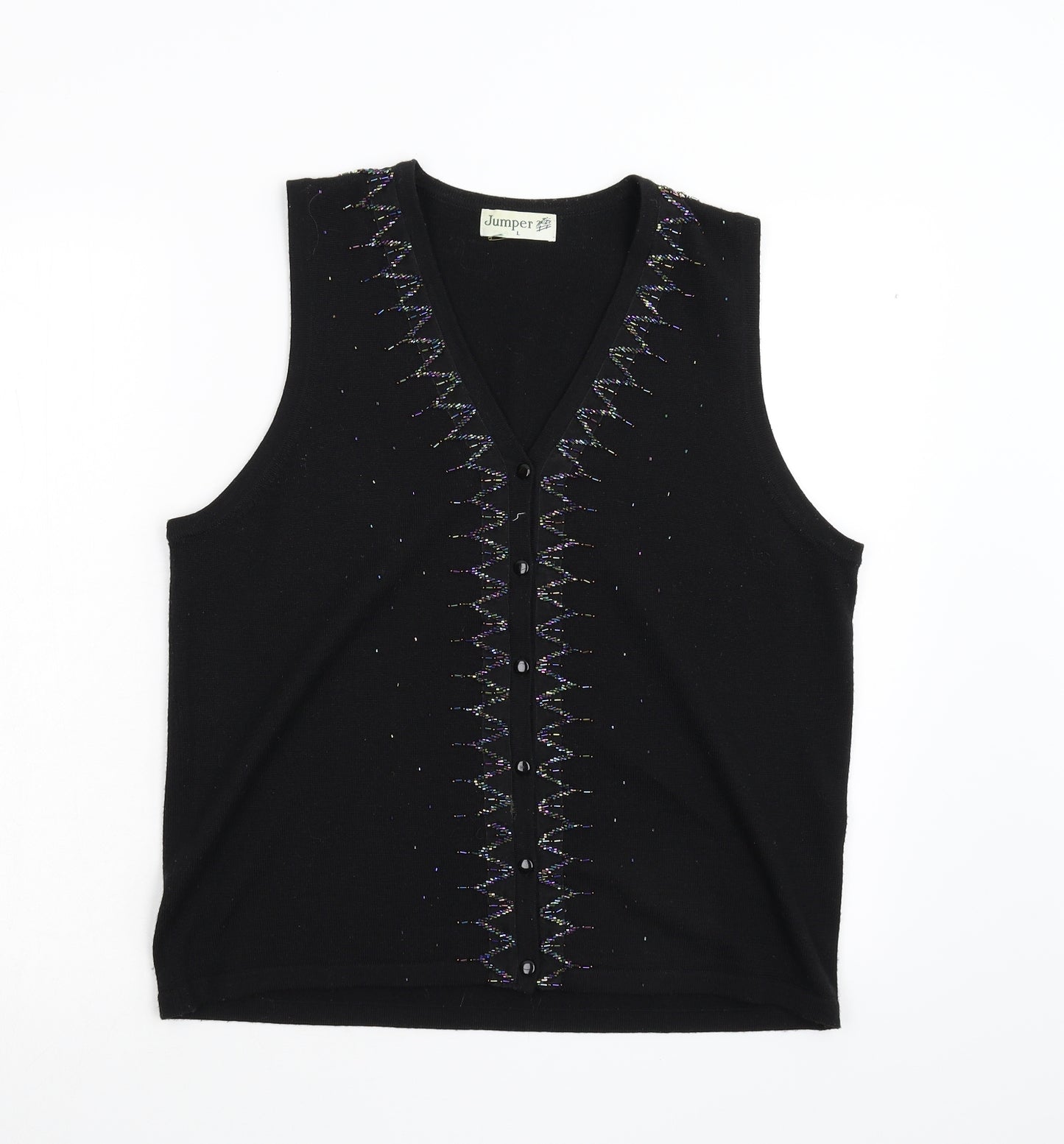 Jumper Womens Black  Knit Cardigan Jumper Size L