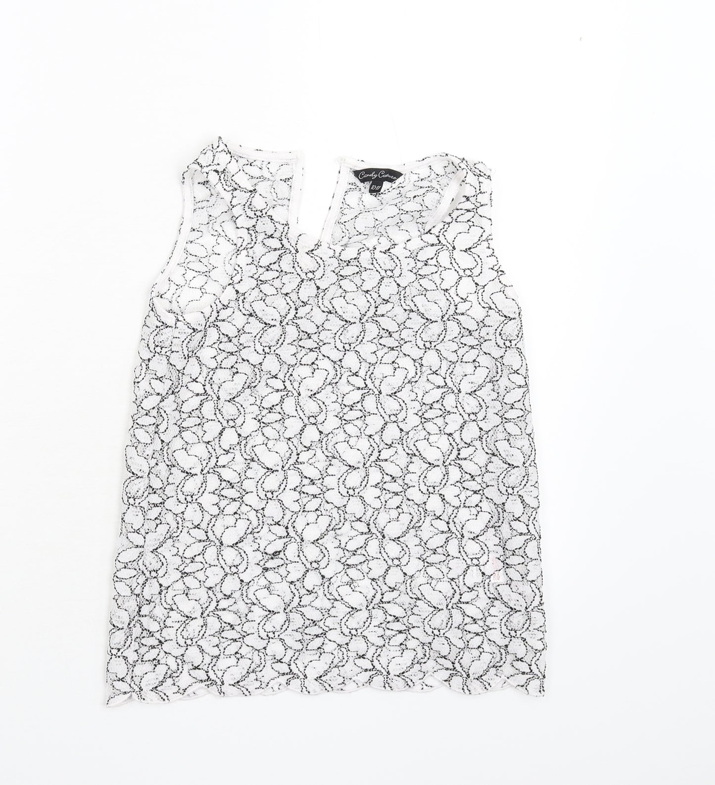 Matalan Womens White Floral  Basic Tank Size 10