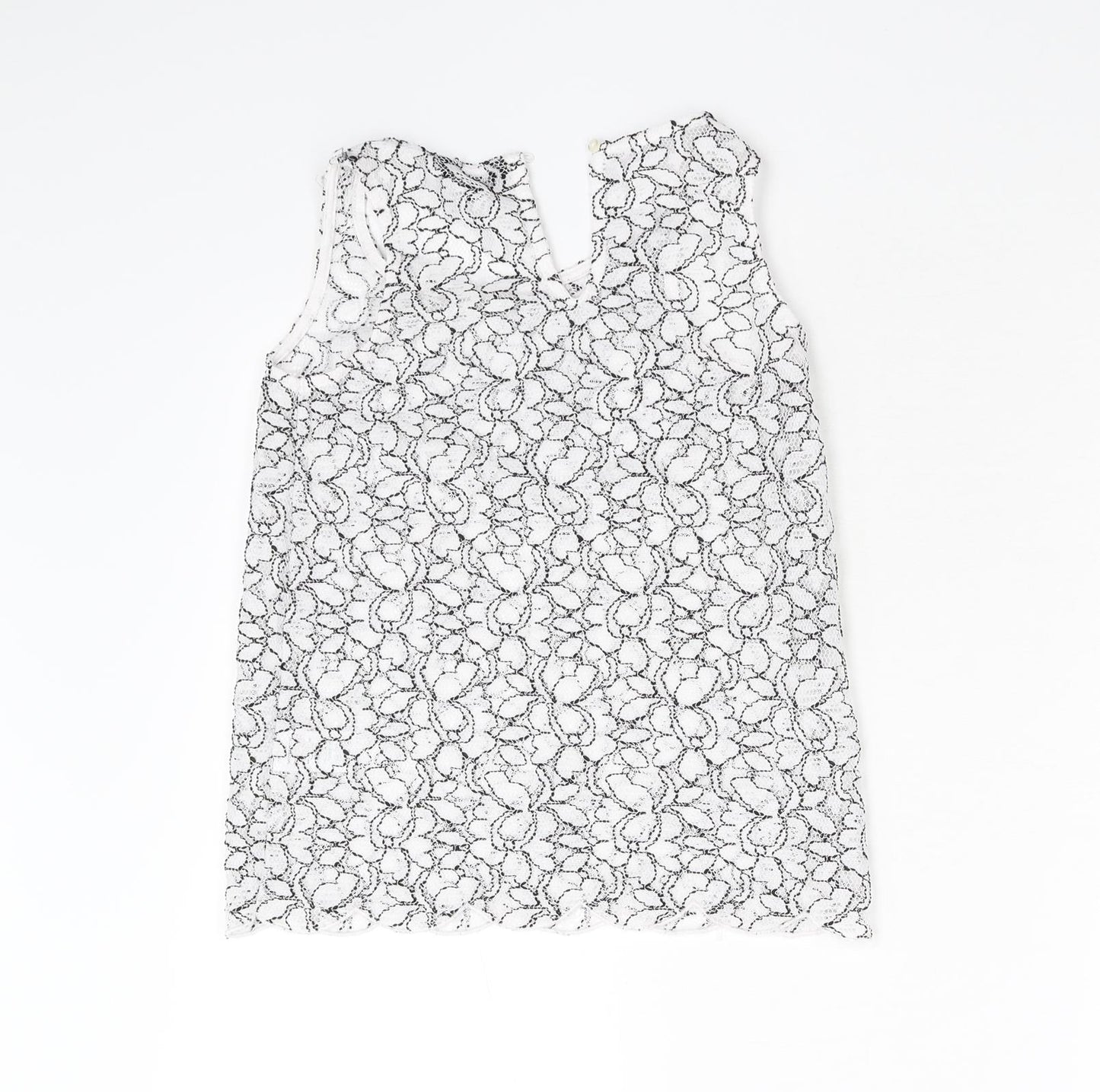 Matalan Womens White Floral  Basic Tank Size 10