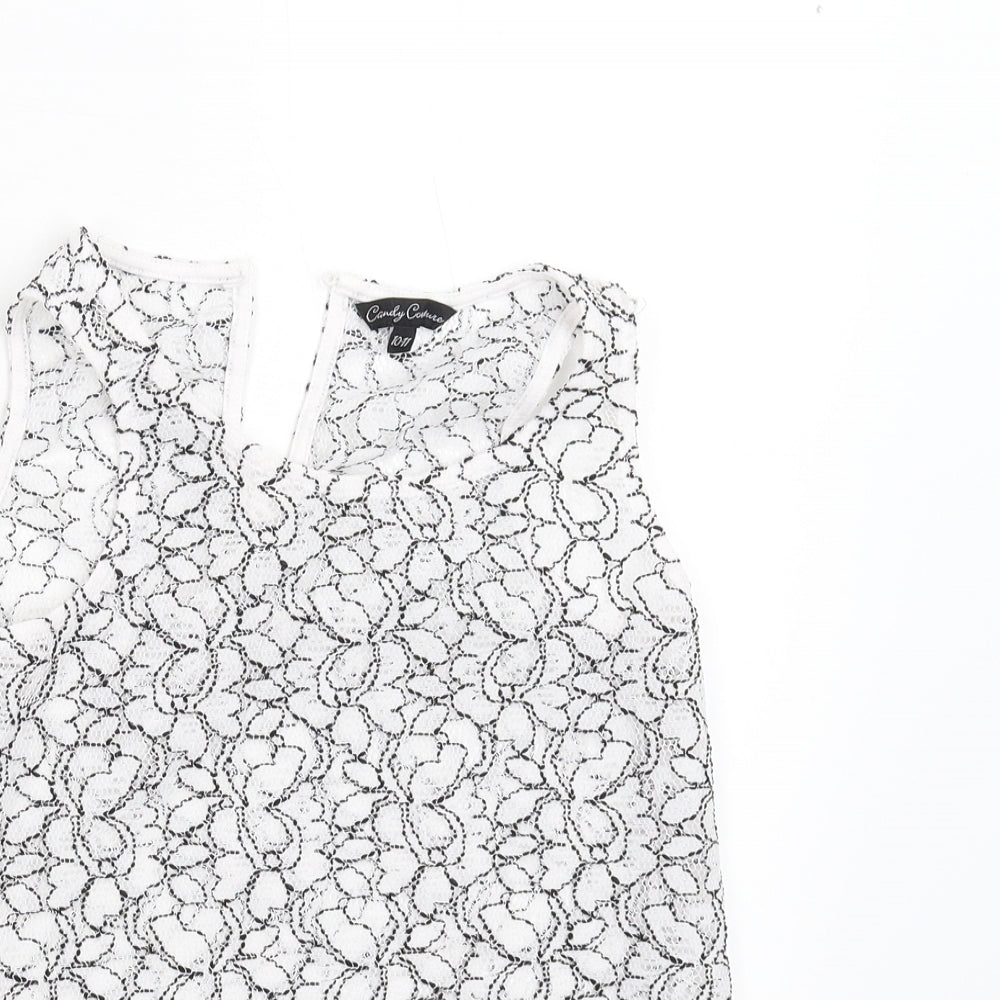 Matalan Womens White Floral  Basic Tank Size 10