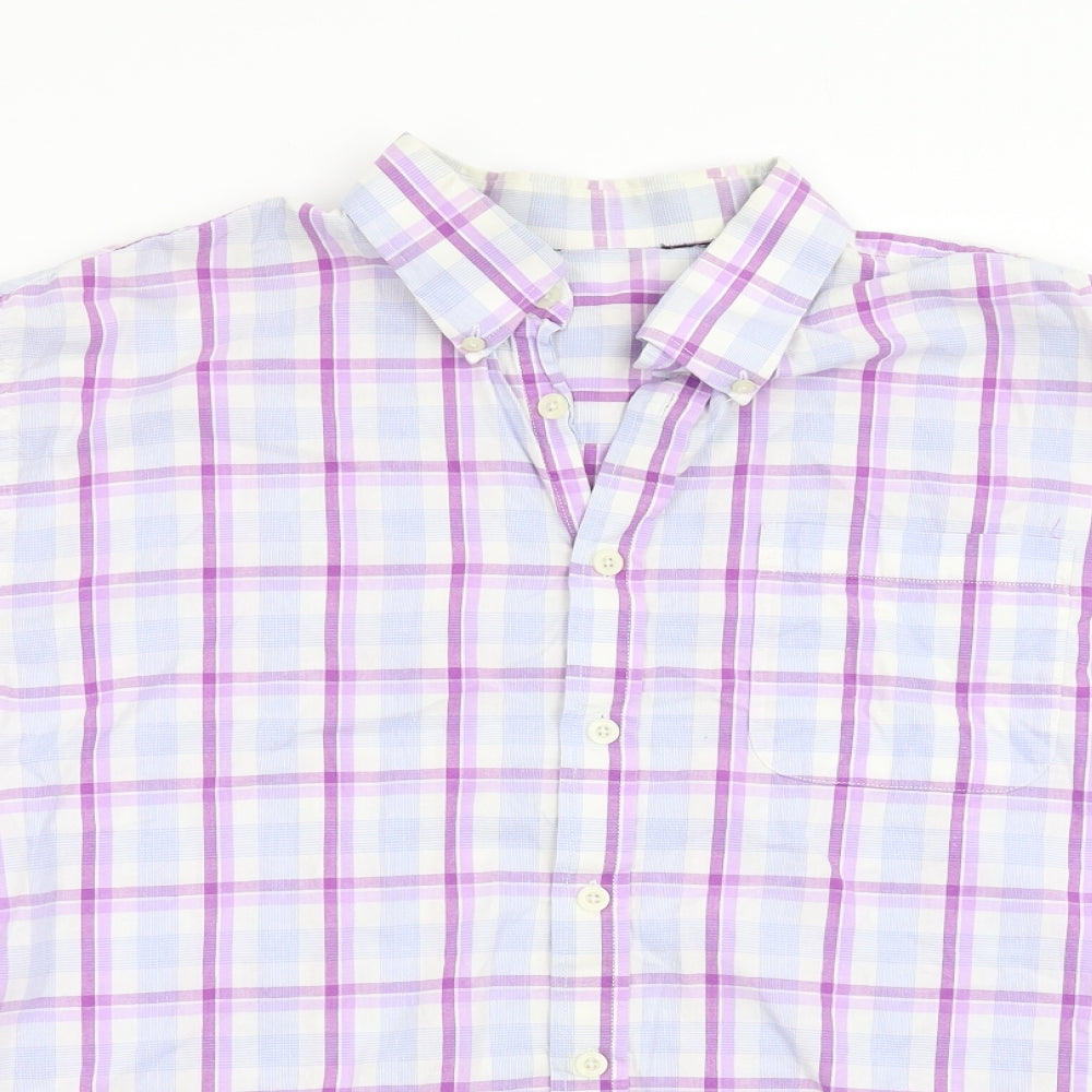 Urban Spirit Mens Purple Check   Button-Up Size XL