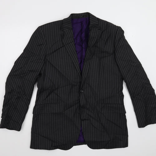 M&S Mens Black Striped  Jacket Suit Jacket Size 40