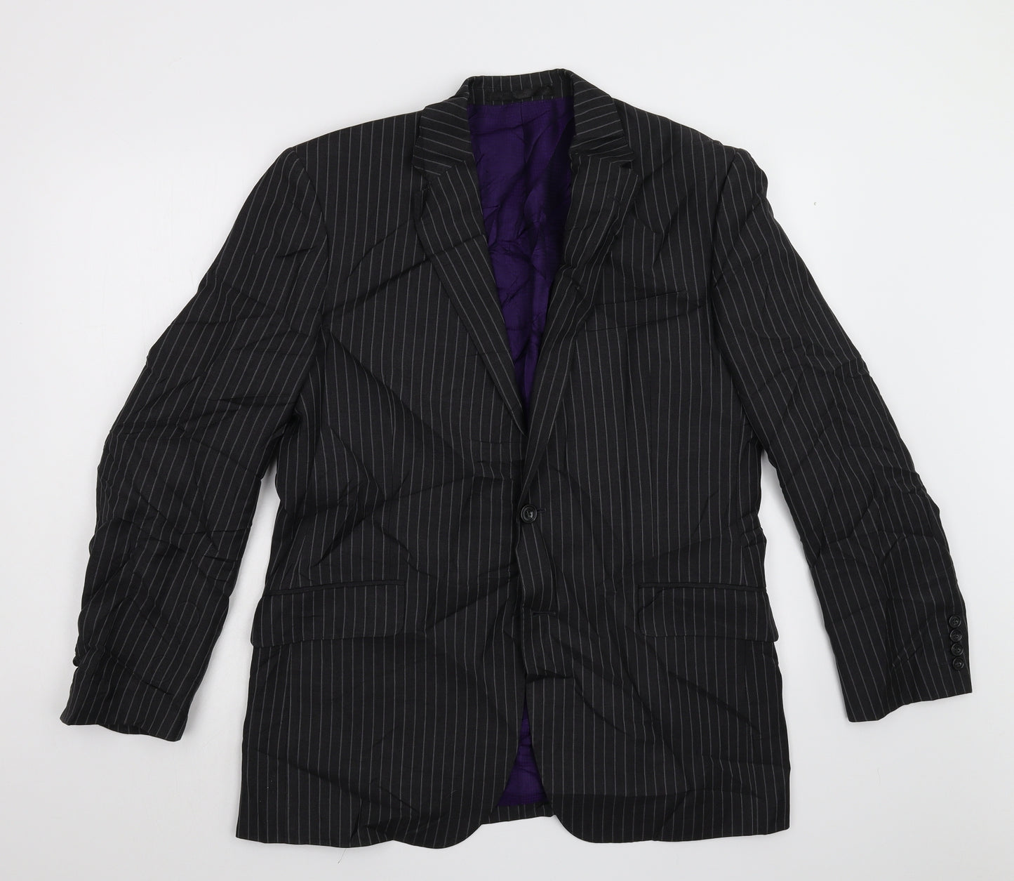 M&S Mens Black Striped  Jacket Suit Jacket Size 40