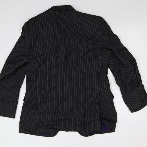 M&S Mens Black Striped  Jacket Suit Jacket Size 40