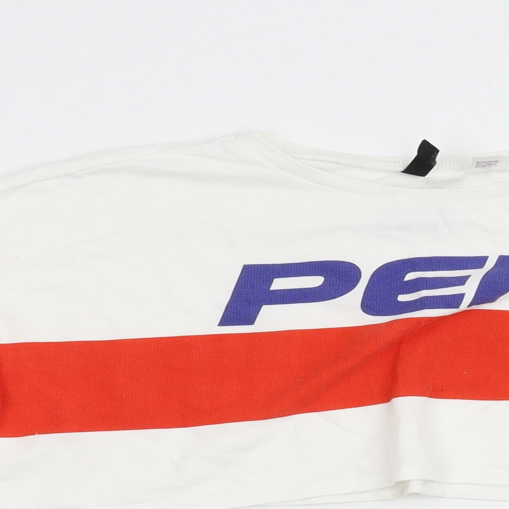H&M Womens White   Pullover Sweatshirt Size XS  - Pepsi