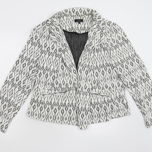 Soon Womens White Geometric  Jacket Blazer Size 20